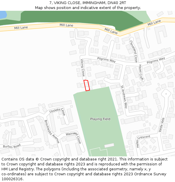 7, VIKING CLOSE, IMMINGHAM, DN40 2RT: Location map and indicative extent of plot