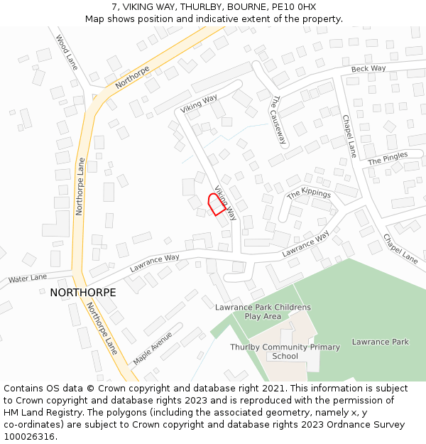 7, VIKING WAY, THURLBY, BOURNE, PE10 0HX: Location map and indicative extent of plot