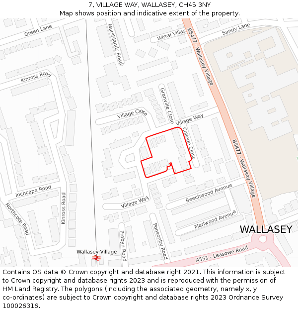 7, VILLAGE WAY, WALLASEY, CH45 3NY: Location map and indicative extent of plot