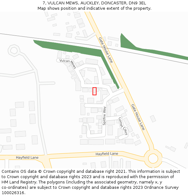 7, VULCAN MEWS, AUCKLEY, DONCASTER, DN9 3EL: Location map and indicative extent of plot