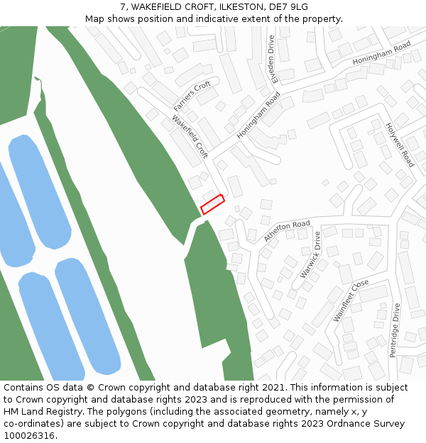 7, WAKEFIELD CROFT, ILKESTON, DE7 9LG: Location map and indicative extent of plot