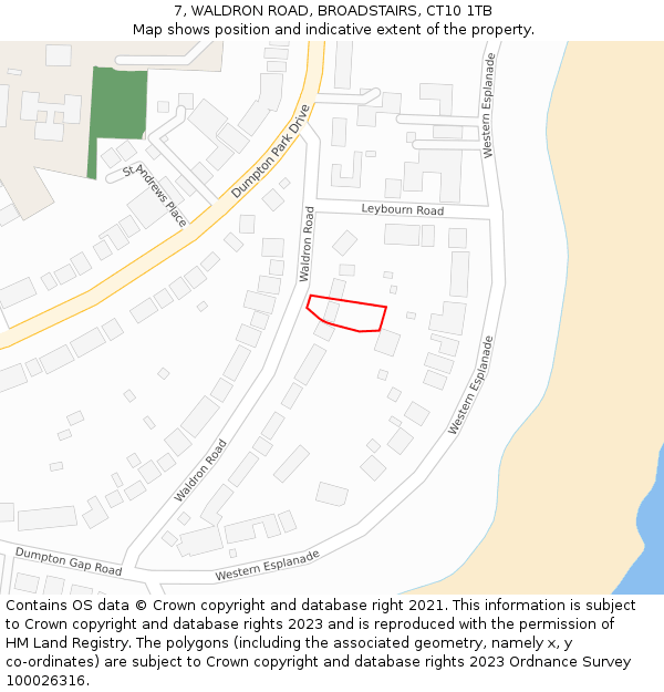 7, WALDRON ROAD, BROADSTAIRS, CT10 1TB: Location map and indicative extent of plot