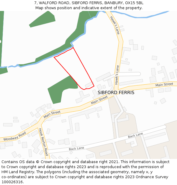 7, WALFORD ROAD, SIBFORD FERRIS, BANBURY, OX15 5BL: Location map and indicative extent of plot