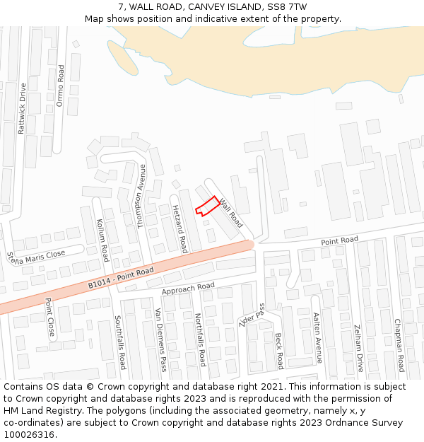 7, WALL ROAD, CANVEY ISLAND, SS8 7TW: Location map and indicative extent of plot