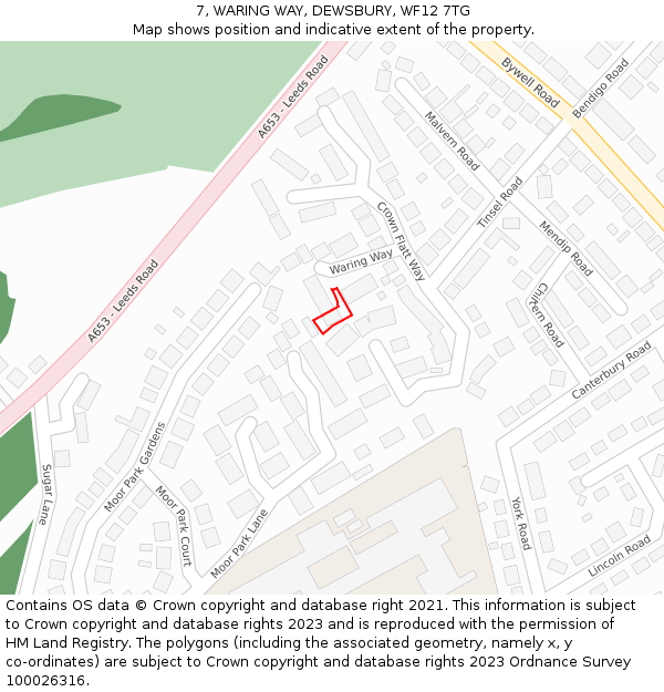 7, WARING WAY, DEWSBURY, WF12 7TG: Location map and indicative extent of plot