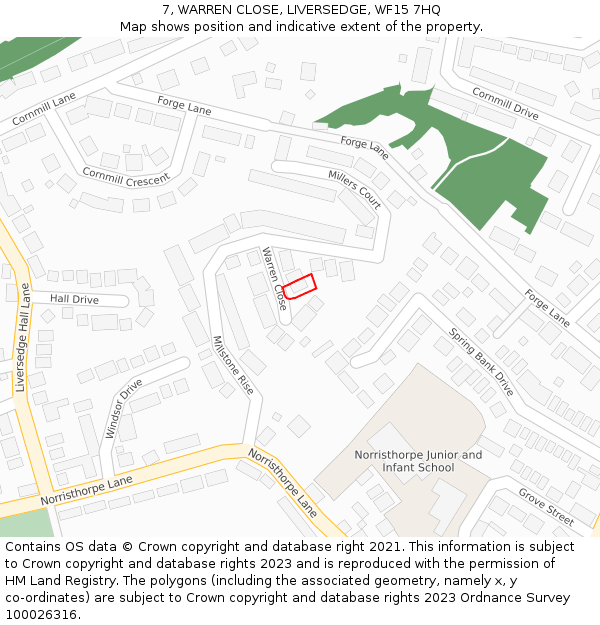 7, WARREN CLOSE, LIVERSEDGE, WF15 7HQ: Location map and indicative extent of plot