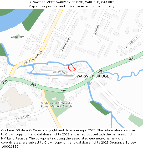 7, WATERS MEET, WARWICK BRIDGE, CARLISLE, CA4 8RT: Location map and indicative extent of plot