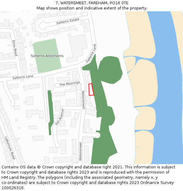 7, WATERSMEET, FAREHAM, PO16 0TE: Location map and indicative extent of plot