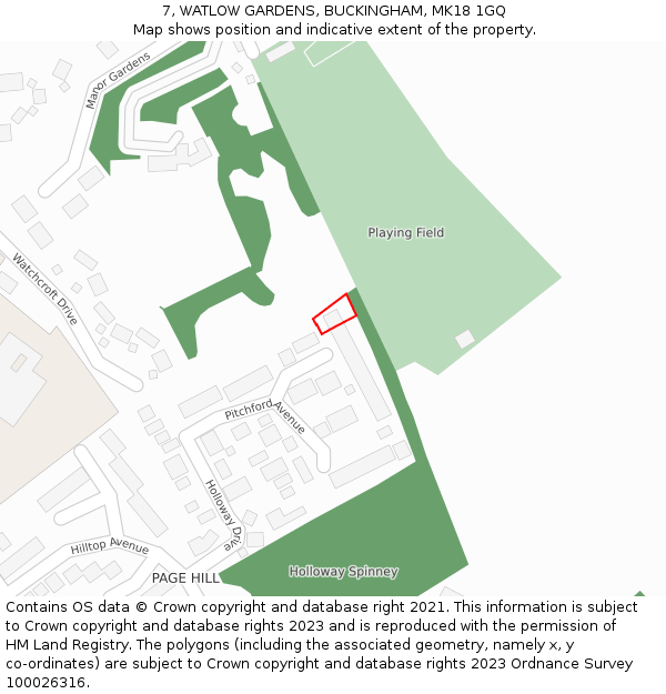 7, WATLOW GARDENS, BUCKINGHAM, MK18 1GQ: Location map and indicative extent of plot