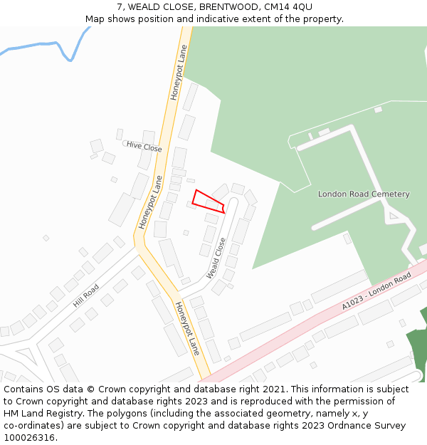 7, WEALD CLOSE, BRENTWOOD, CM14 4QU: Location map and indicative extent of plot