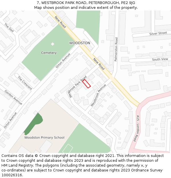 7, WESTBROOK PARK ROAD, PETERBOROUGH, PE2 9JG: Location map and indicative extent of plot