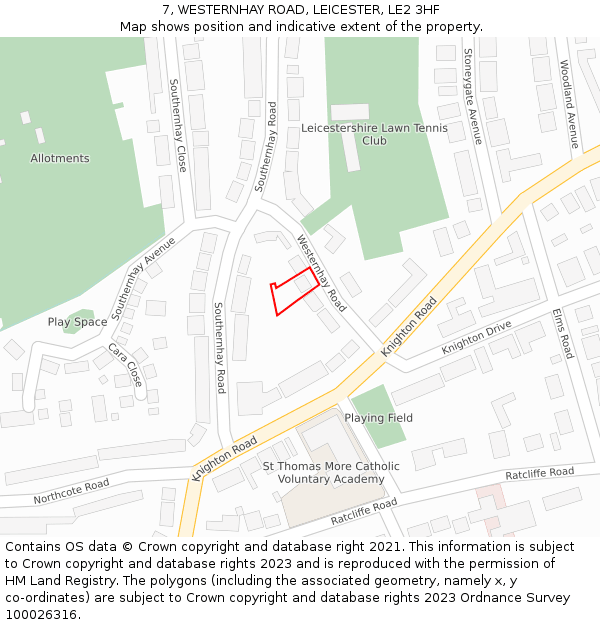 7, WESTERNHAY ROAD, LEICESTER, LE2 3HF: Location map and indicative extent of plot