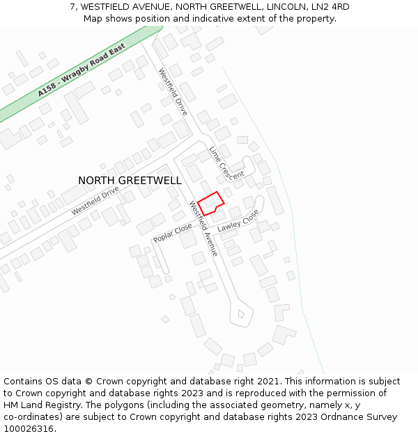 7, WESTFIELD AVENUE, NORTH GREETWELL, LINCOLN, LN2 4RD: Location map and indicative extent of plot
