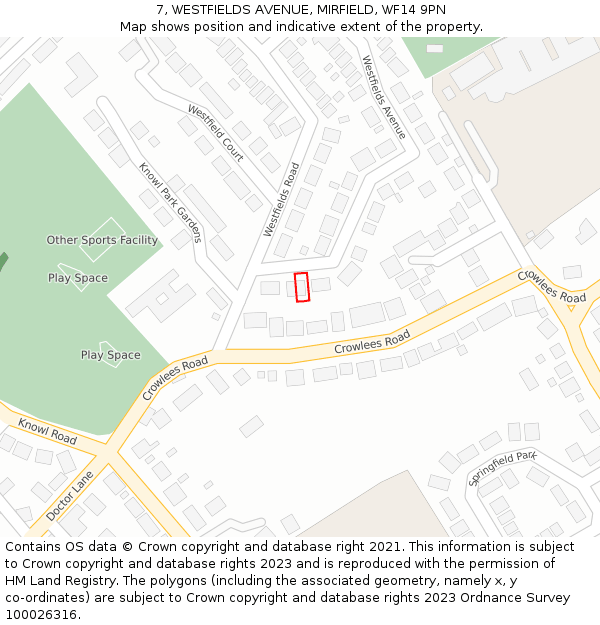 7, WESTFIELDS AVENUE, MIRFIELD, WF14 9PN: Location map and indicative extent of plot