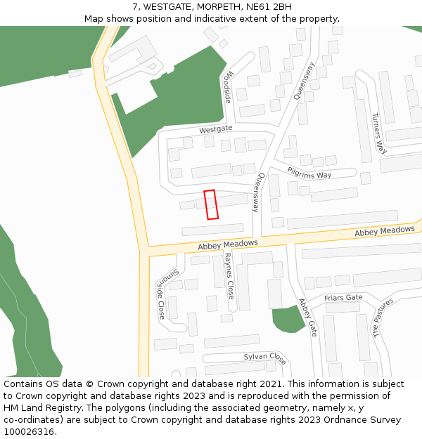 7, WESTGATE, MORPETH, NE61 2BH: Location map and indicative extent of plot