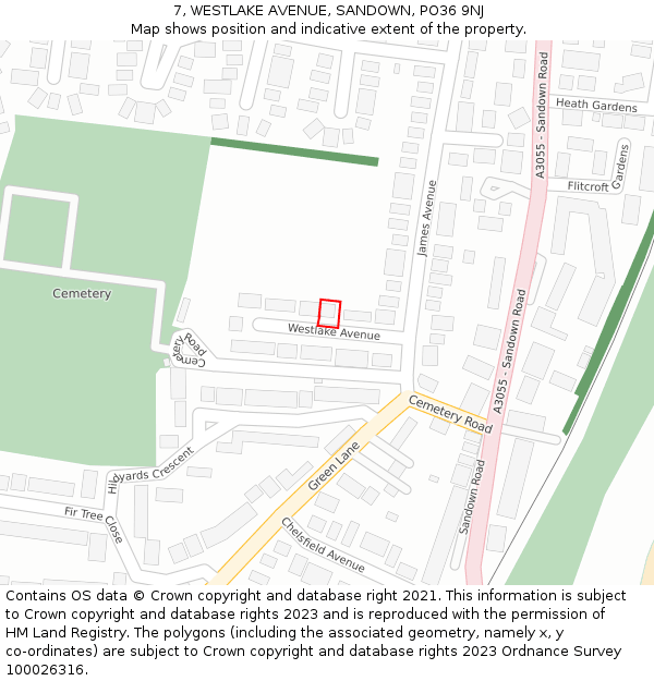 7, WESTLAKE AVENUE, SANDOWN, PO36 9NJ: Location map and indicative extent of plot