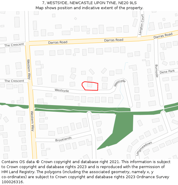 7, WESTSYDE, NEWCASTLE UPON TYNE, NE20 9LS: Location map and indicative extent of plot