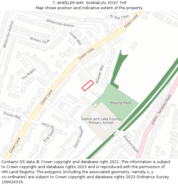 7, WHEELER WAY, SHANKLIN, PO37 7HF: Location map and indicative extent of plot