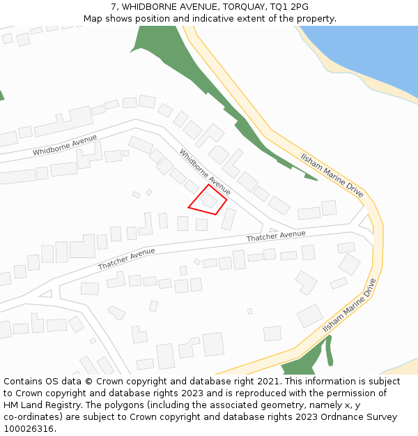 7, WHIDBORNE AVENUE, TORQUAY, TQ1 2PG: Location map and indicative extent of plot