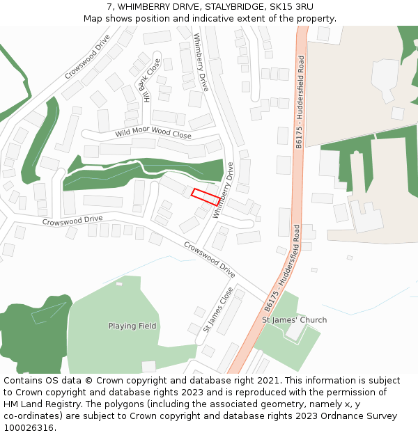 7, WHIMBERRY DRIVE, STALYBRIDGE, SK15 3RU: Location map and indicative extent of plot