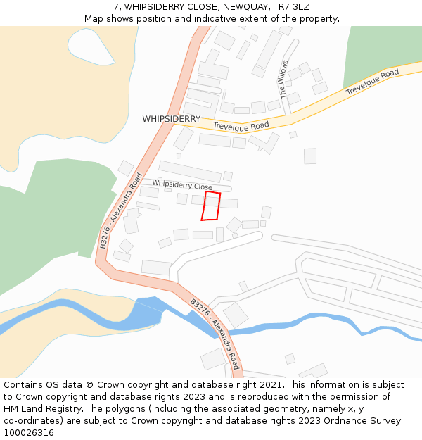 7, WHIPSIDERRY CLOSE, NEWQUAY, TR7 3LZ: Location map and indicative extent of plot