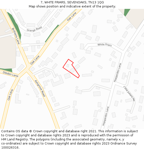 7, WHITE FRIARS, SEVENOAKS, TN13 1QG: Location map and indicative extent of plot