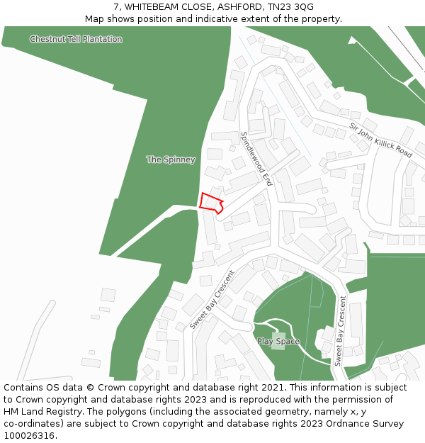 7, WHITEBEAM CLOSE, ASHFORD, TN23 3QG: Location map and indicative extent of plot