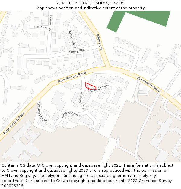 7, WHITLEY DRIVE, HALIFAX, HX2 9SJ: Location map and indicative extent of plot