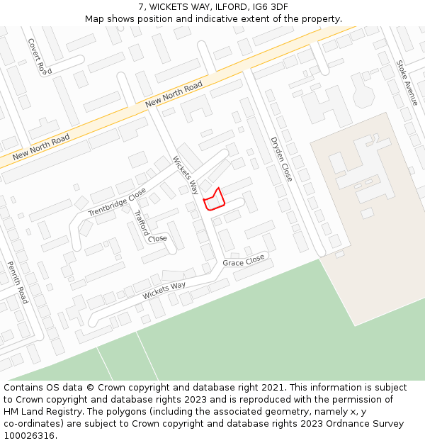 7, WICKETS WAY, ILFORD, IG6 3DF: Location map and indicative extent of plot