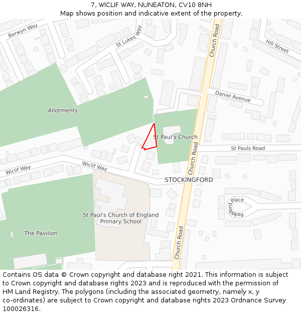 7, WICLIF WAY, NUNEATON, CV10 8NH: Location map and indicative extent of plot