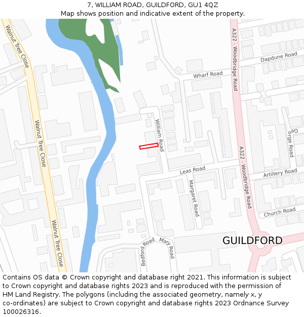 7, WILLIAM ROAD, GUILDFORD, GU1 4QZ: Location map and indicative extent of plot