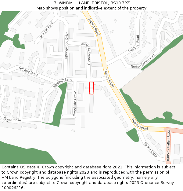 7, WINDMILL LANE, BRISTOL, BS10 7PZ: Location map and indicative extent of plot