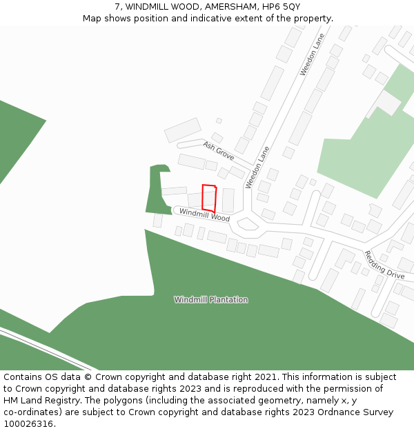 7, WINDMILL WOOD, AMERSHAM, HP6 5QY: Location map and indicative extent of plot