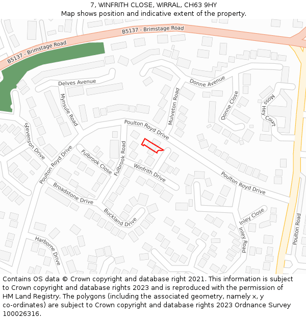 7, WINFRITH CLOSE, WIRRAL, CH63 9HY: Location map and indicative extent of plot