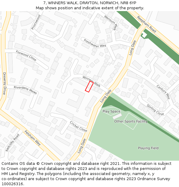 7, WINNERS WALK, DRAYTON, NORWICH, NR8 6YP: Location map and indicative extent of plot