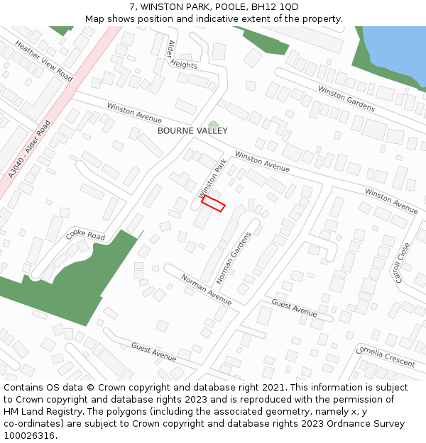 7, WINSTON PARK, POOLE, BH12 1QD: Location map and indicative extent of plot