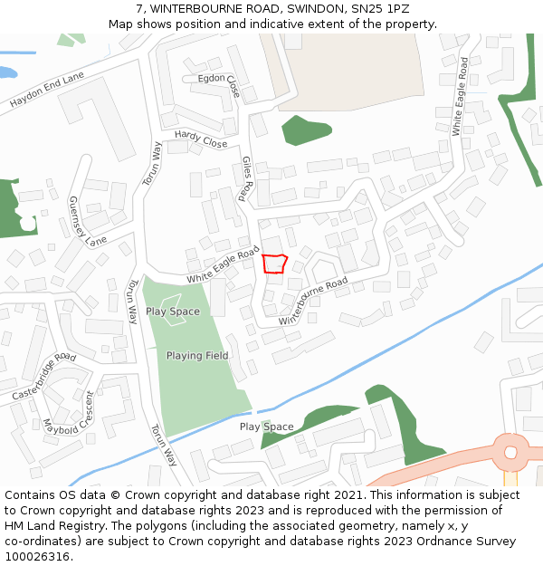 7, WINTERBOURNE ROAD, SWINDON, SN25 1PZ: Location map and indicative extent of plot
