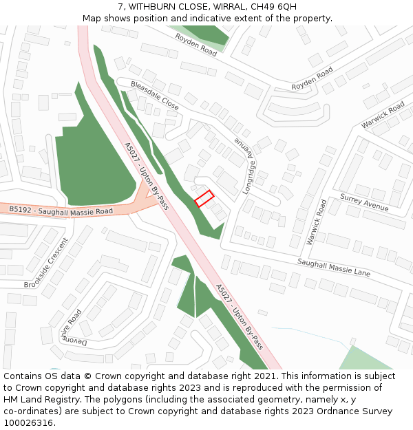 7, WITHBURN CLOSE, WIRRAL, CH49 6QH: Location map and indicative extent of plot