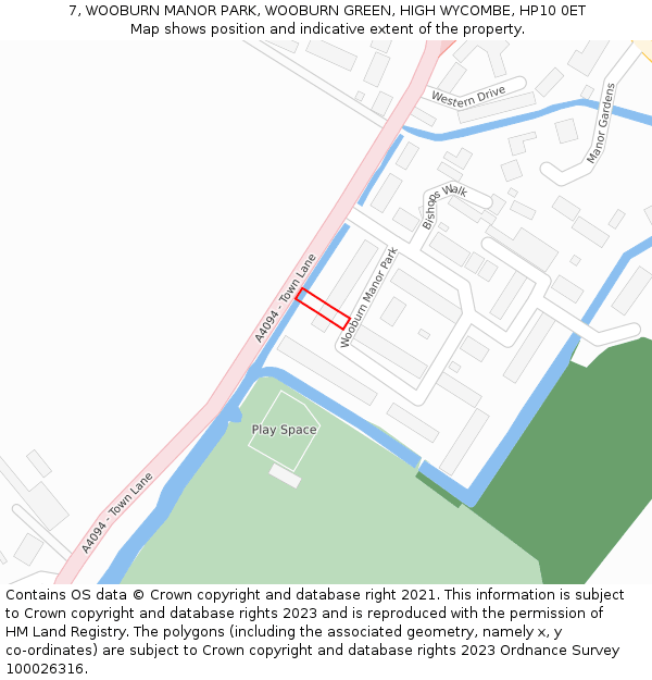 7, WOOBURN MANOR PARK, WOOBURN GREEN, HIGH WYCOMBE, HP10 0ET: Location map and indicative extent of plot