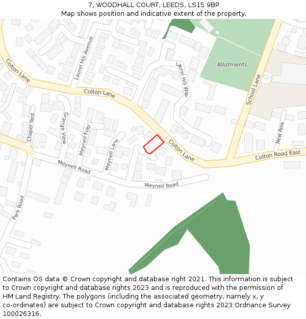 7, WOODHALL COURT, LEEDS, LS15 9BP: Location map and indicative extent of plot