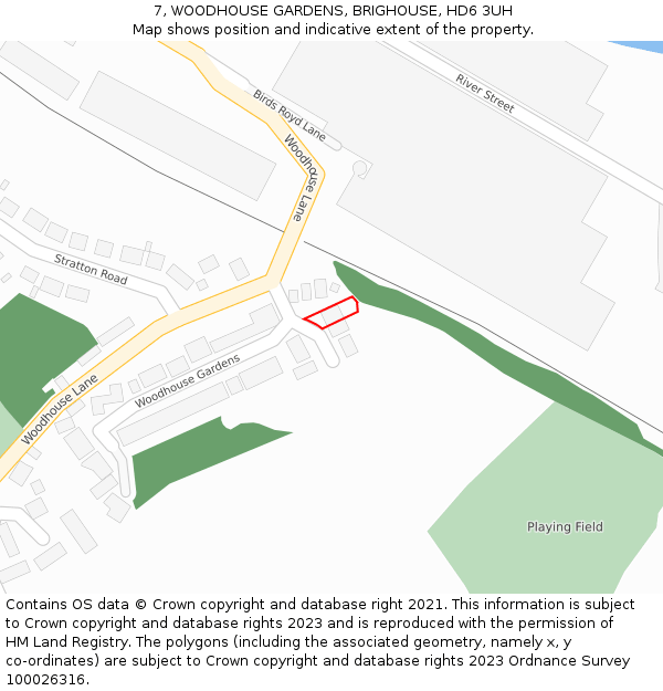 7, WOODHOUSE GARDENS, BRIGHOUSE, HD6 3UH: Location map and indicative extent of plot