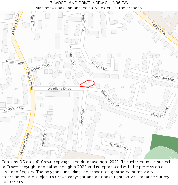 7, WOODLAND DRIVE, NORWICH, NR6 7AY: Location map and indicative extent of plot