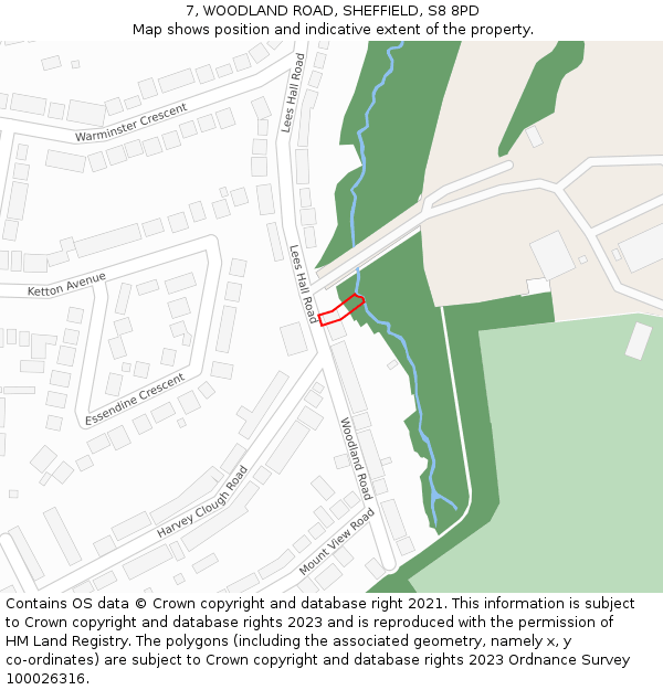 7, WOODLAND ROAD, SHEFFIELD, S8 8PD: Location map and indicative extent of plot