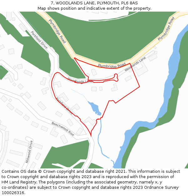 7, WOODLANDS LANE, PLYMOUTH, PL6 8AS: Location map and indicative extent of plot