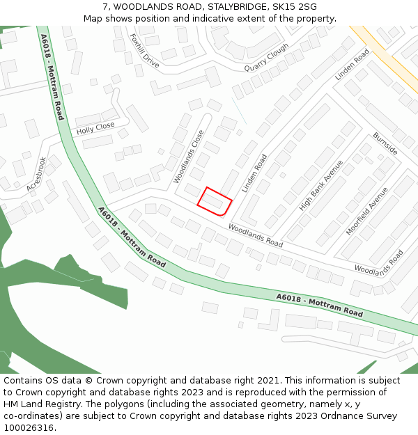 7, WOODLANDS ROAD, STALYBRIDGE, SK15 2SG: Location map and indicative extent of plot