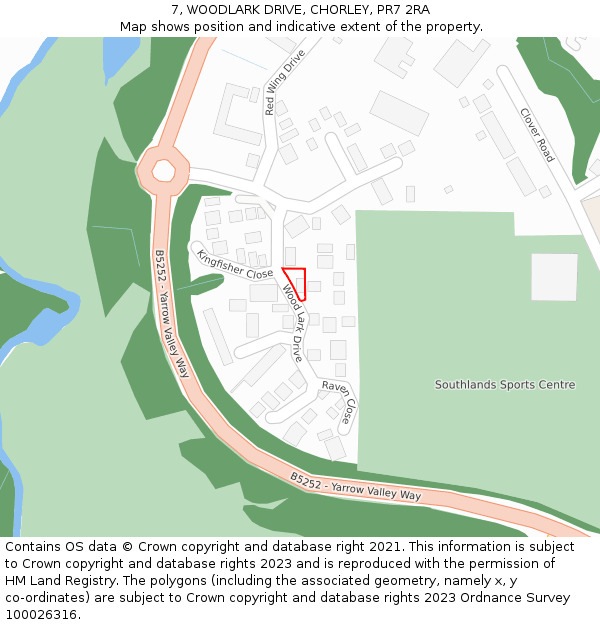 7, WOODLARK DRIVE, CHORLEY, PR7 2RA: Location map and indicative extent of plot