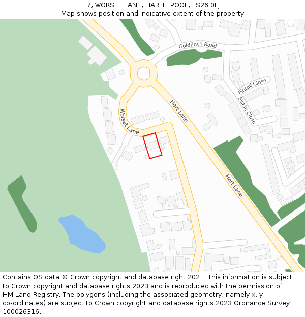 7, WORSET LANE, HARTLEPOOL, TS26 0LJ: Location map and indicative extent of plot