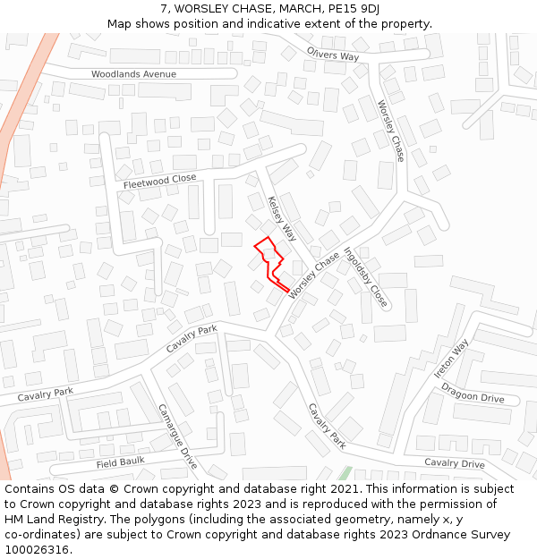 7, WORSLEY CHASE, MARCH, PE15 9DJ: Location map and indicative extent of plot