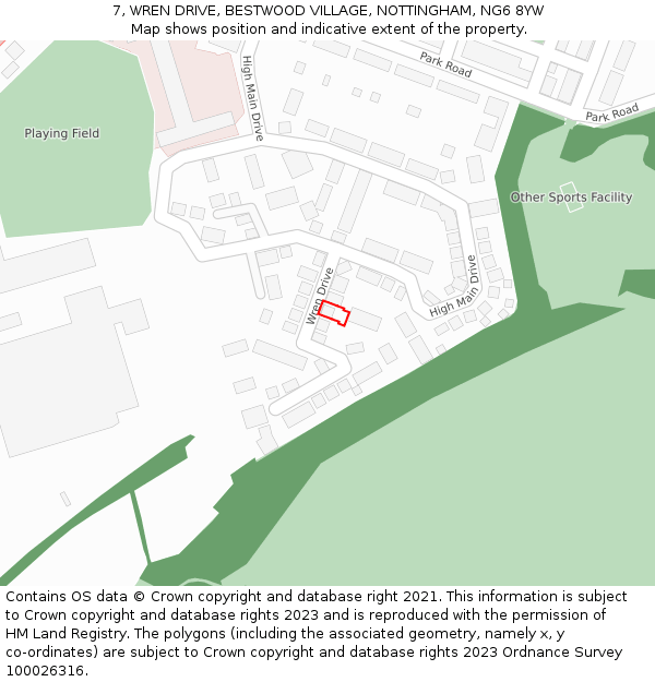 7, WREN DRIVE, BESTWOOD VILLAGE, NOTTINGHAM, NG6 8YW: Location map and indicative extent of plot