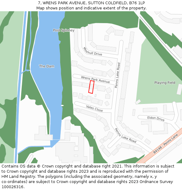 7, WRENS PARK AVENUE, SUTTON COLDFIELD, B76 1LP: Location map and indicative extent of plot